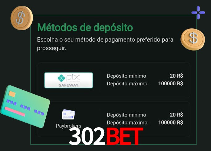 O cassino 302Bet oferece uma grande variedade de métodos de pagamento